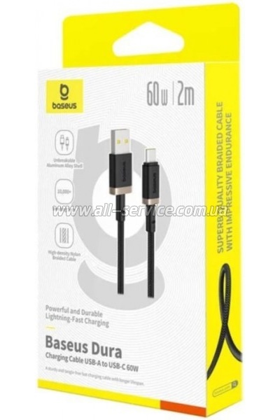 ���� ������ USB AM to USB-C 2.0m 60W black/gold Baseus (P10377802U01-02)