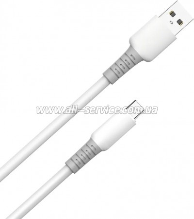 ���� ������ USB 2.0 AM to USB-C 1.0m 3A liquid silicone white ColorWay (CW-CBUC093-WT)