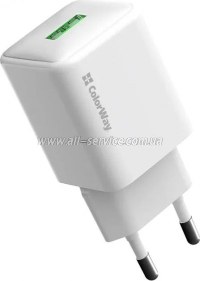 �������� ������� ColorWay USB QC3.0 18W white (CW-CHS063Q-WT)