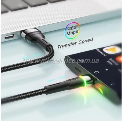 ���� ������ USB 2.0 AM to USB-C 1.0m 3A LED black Essager (EXCT-XCD01)