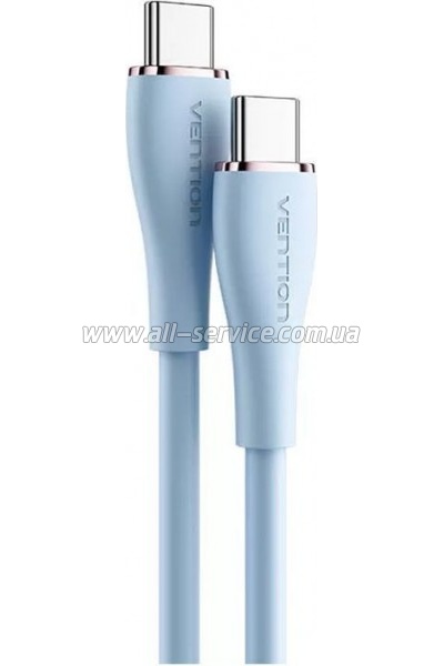 ���� ������ USB-C to USB-C 1.0m USB2.0 100W (20V/5A) Light Blue Silicone Vention (TAWSF)