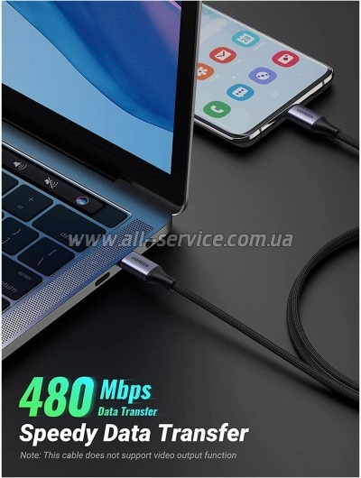 ���� ������ USB-C to USB-C 1.0m 240W US535 space gray Ugreen (15311)