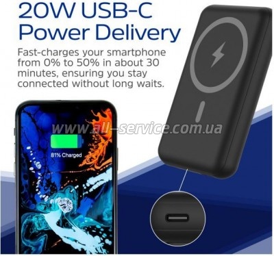 ������� ������������� Energizer Magnetic 10000mAh PD 22.5W Black (QM10002PQ)