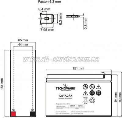 ������� � ��� Tecnoware 12V 7.2Ah (EACPE12V7A2TWP)