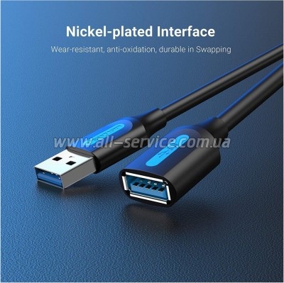 ���� ������ USB 3.0 AM/AF 0.5m black Vention (CBHBD)