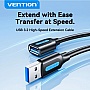 ���� ������ USB 3.2 AM/AF 2.0m 10Gbps PVC black Vention (CBOBH)