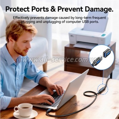 ���� ������ USB 3.2 AM/AF 2.0m 10Gbps PVC black Vention (CBOBH)