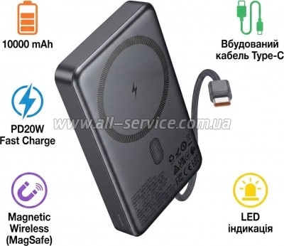 ������� ������������� HOCO 10000mAh Origen Dual PD 20W Magnetic Gray (Q44 / 714983)