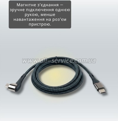 ���� ������ USB-C to USB-C 1.5m 5A 100W Quick Charge magnetic black BeCover (714555)