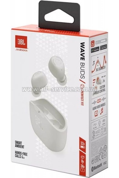  JBL Wave Buds TWS White (JBLWBUDSWHT)