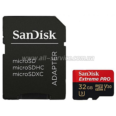   32GB SANDISK microSDHC Extreme Pro A1 C10 V30 U3 (SDSQXCG-032G-GN6MA)