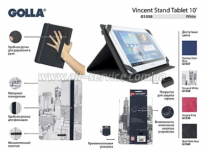   10" Golla Tablet folder Stand G1558 Vincent White