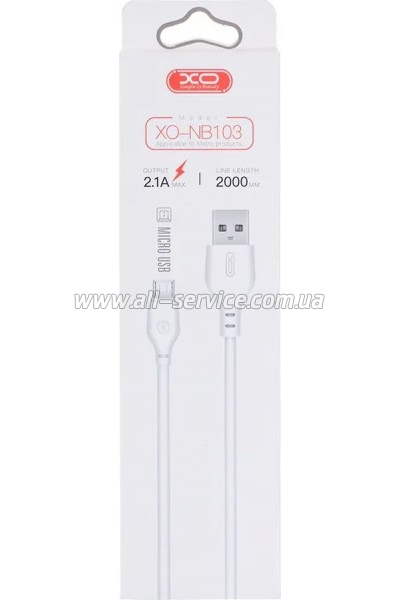 ���� ������ USB 2.0 AM to Micro 5P 2.0m 2.1A white XO (NB103-M2-WH)