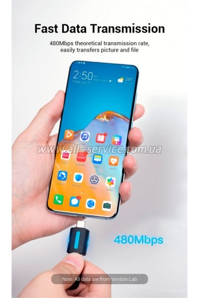������� OTG USB 2.0 AF to USB-C Vention (CDTB0)