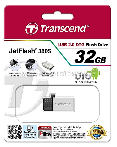  32GB Transcend JetFlash OTG 380 Silver (TS32GJF380S)