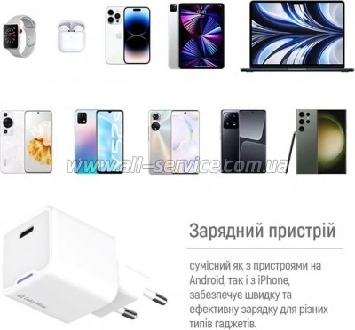 �������� ������� ColorWay GaN Mini 25W PD (CW-CHS052PDC-WT)