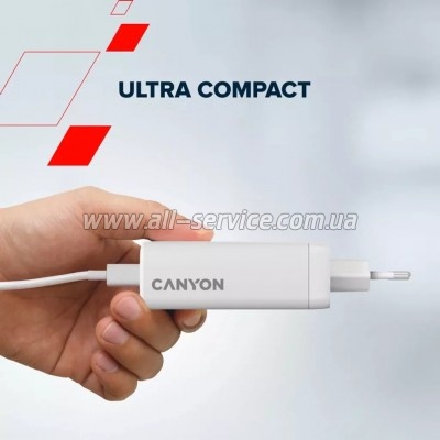 �������� ������� Canyon CU140ACC GaN 150W 3xPD 1xQC EU White (CNS-CUW140ACC)