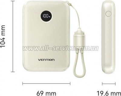 ������� ������������� Vention 10000mAh PD 22.5W Beige (FKAN0-C)