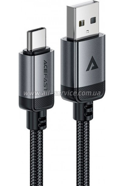 ���� ������ USB 2.0 AM to USB-C 1.2m 3.0A 18W aluminum alloy Black Acefast (6974316283782)