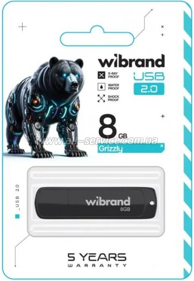  Wibrand 8GB Grizzly Black USB 2.0 (WI2.0/GR8P3B)