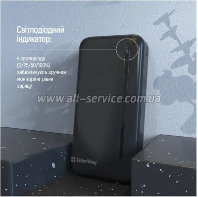 ������� ������������� ColorWay 20000mAh PD 22.5W Black (CW-PB200LPB4BK-PD)