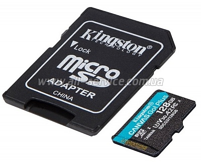   Kingston MicroSDXC 128GB Canvas Go! Plus Class 10 UHS-I U3 V30 A2 + SD- (SDCG3/128GB)