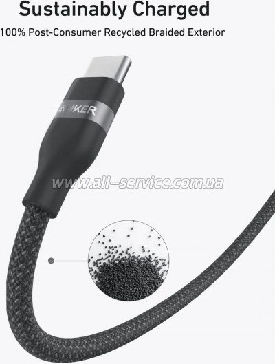 ���� ������ USB-C to USB-C 1.8m 240W upcycled-braided black Anker (A82E2H12)