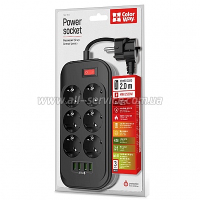   olorWay 6 / 4 USB Black 2M (CW-CHE64B)