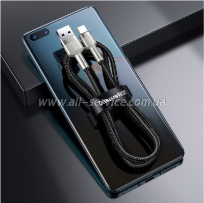 ���� ������ USB 3.1 AM to USB-C 0.25m 6.0A 66W Cafule Series Metal Black Baseus (CAKF000001)