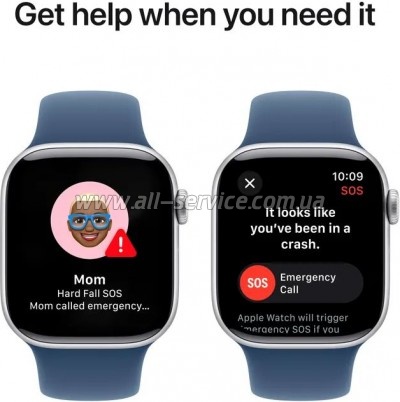 - Apple Watch Series 10 GPS 42mm Silver Aluminium Case with Denim Sport Band - M/L (MWWC3QH/A)