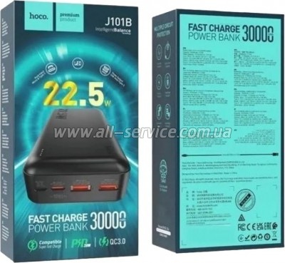 ������� ������������� HOCO 30000mAh Astute PD 22.5W Black (J101B / 714732)