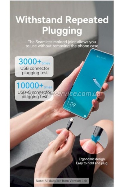 ���� ������ USB 2.0 AM to USB-C 3.0m 3.0A (18W) PVC black VENTION (CTHBI)