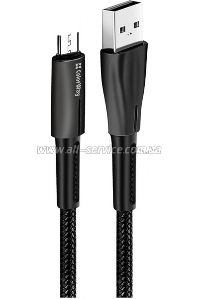 ���� ������ ColorWay USB 2.0 AM to Micro 5P 1.0m zinc alloy + led black (CW-CBUM035-BK)