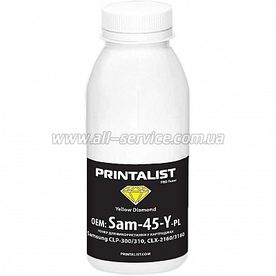 Тонер PRINTALIST Samsung CLP-300/ 310/ CLX-2160/ 3160 бутль 45г Yellow (Sam-45-Y-PL) Тонер PRINTALIST Samsung CLP-300/ 310/ CLX-2160/ 3160 бутль 45г Yellow (Sam-45-Y-PL)
