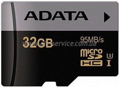  32GB ADATA microSDHC C10 UHS-I U3 + SD  (AUSDH32GUI3V30G-RA1)