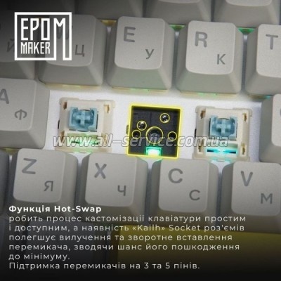  Epomaker EK68 65 Budgerigar V2 Switch Hot-Swap RGB Wireless/Bluetooth/USB UA Black (EK68-B-BV2)
