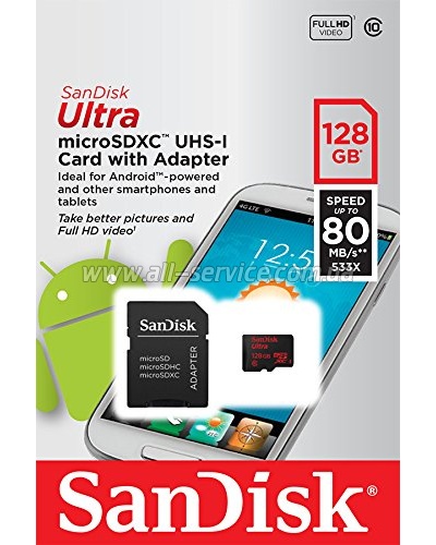   128GB SANDISK microSDXC Mobile Ultra Class 10 (SDSQUNC-128G-GN6MA)