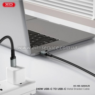 ���� ������ USB-C to USB-C 2.0m 240W black XO (NBQ264B_�_Black)
