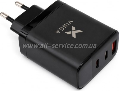 �������� ������� Vinga 2xUSB-C + USB-A Display 65W (VCR65ACCDB)