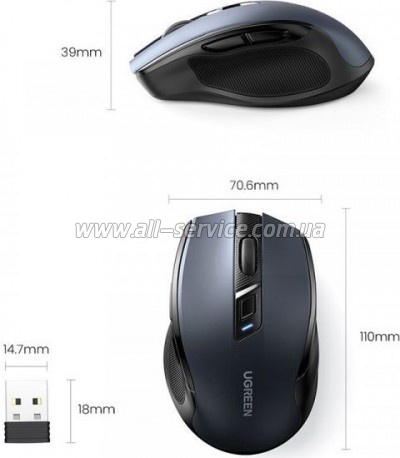 ����� Ugreen MU006 Ergonomic Wireless Gray/Black (15063)
