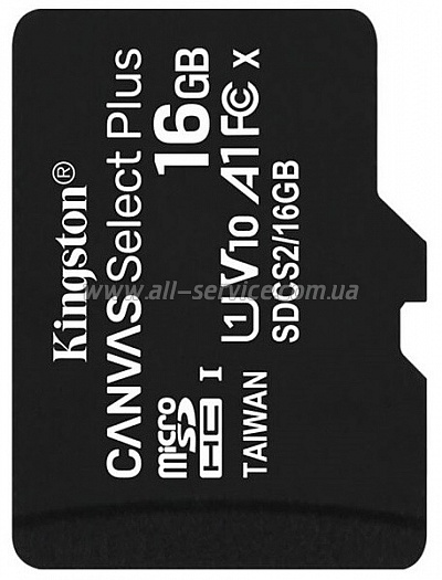   Kingston microSDHC 16GB Canvas Select Class 10 UHS-I U1 + SD- (SDCS/16GB)