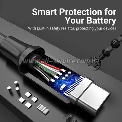 ���� ������ USB 3.0 AM to USB-C 1.5m black Vention (COZBG)