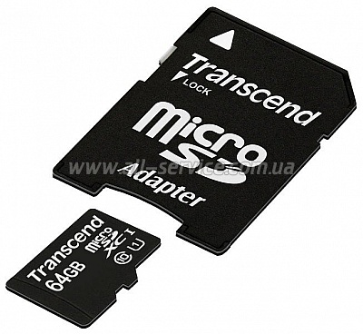   64GB TRANSCEND microSDXC Class 10 UHS-I PremiumX300 + SD  (TS64GUSDU1)