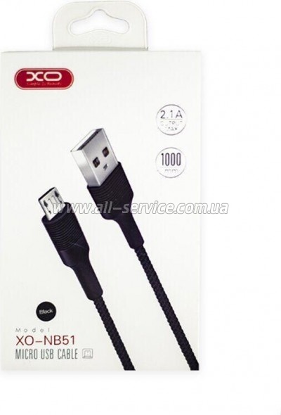 ���� ������ USB 2.0 AM to Micro 5P 1.0m 2.1A black XO (NB51-M-1-BK)