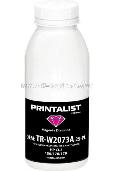 Тонер PRINTALIST HP CLJ 150/ 178/ 179 бутль 25г Magenta (TR-W2073A-25-PL) Тонер PRINTALIST HP CLJ 150/ 178/ 179 бутль 25г Magenta (TR-W2073A-25-PL)
