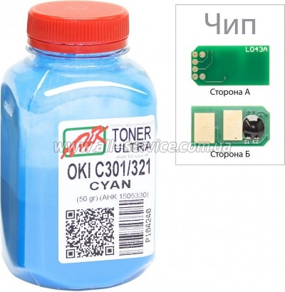 Тонер + чип АНК OKI C301/ 321 бутль 50г Cyan (1505326) Тонер + чип АНК OKI C301/ 321 бутль 50г Cyan (1505326)