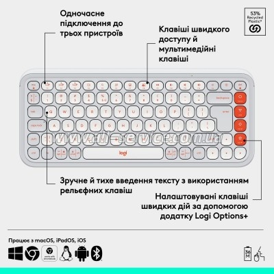  Logitech POP Icon Keys Bluetooth UA Off-White (920-013072)