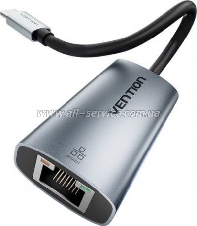 ������� USB-C to RJ45 Ethernet 1000Mbps black Vention (CFPHB)