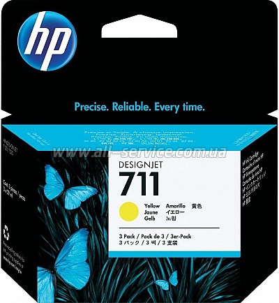  HP 711 DesignJet 120/ 520 Yellow 3-Pack (CZ136A)