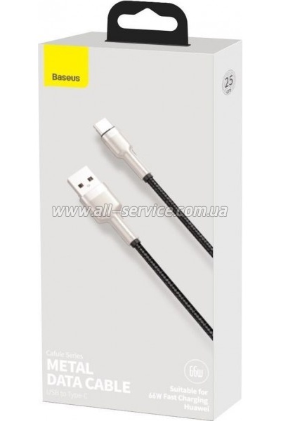 ���� ������ USB 3.1 AM to USB-C 0.25m 6.0A 66W Cafule Series Metal Black Baseus (CAKF000001)